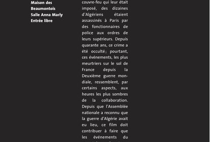 Projection du film : “17 octobre 1961 : Dissimulation d'un massacre”